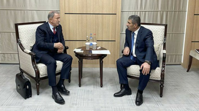 Turkish National Defense Minister Hulusi Akar meets with his Azerbaijani counterpart Zakir Hasanov in Zangilan