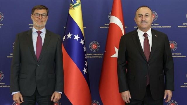 Turkey's foreign minister Mevlut Cavusoglu and Venezuelan counterpart Felix Plasencia