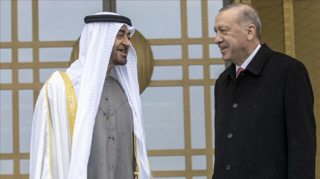 UAE Crown Prince Sheikh Mohammed bin Zayed Al Nahyan and Turkish President Recep Tayyip Erdogan