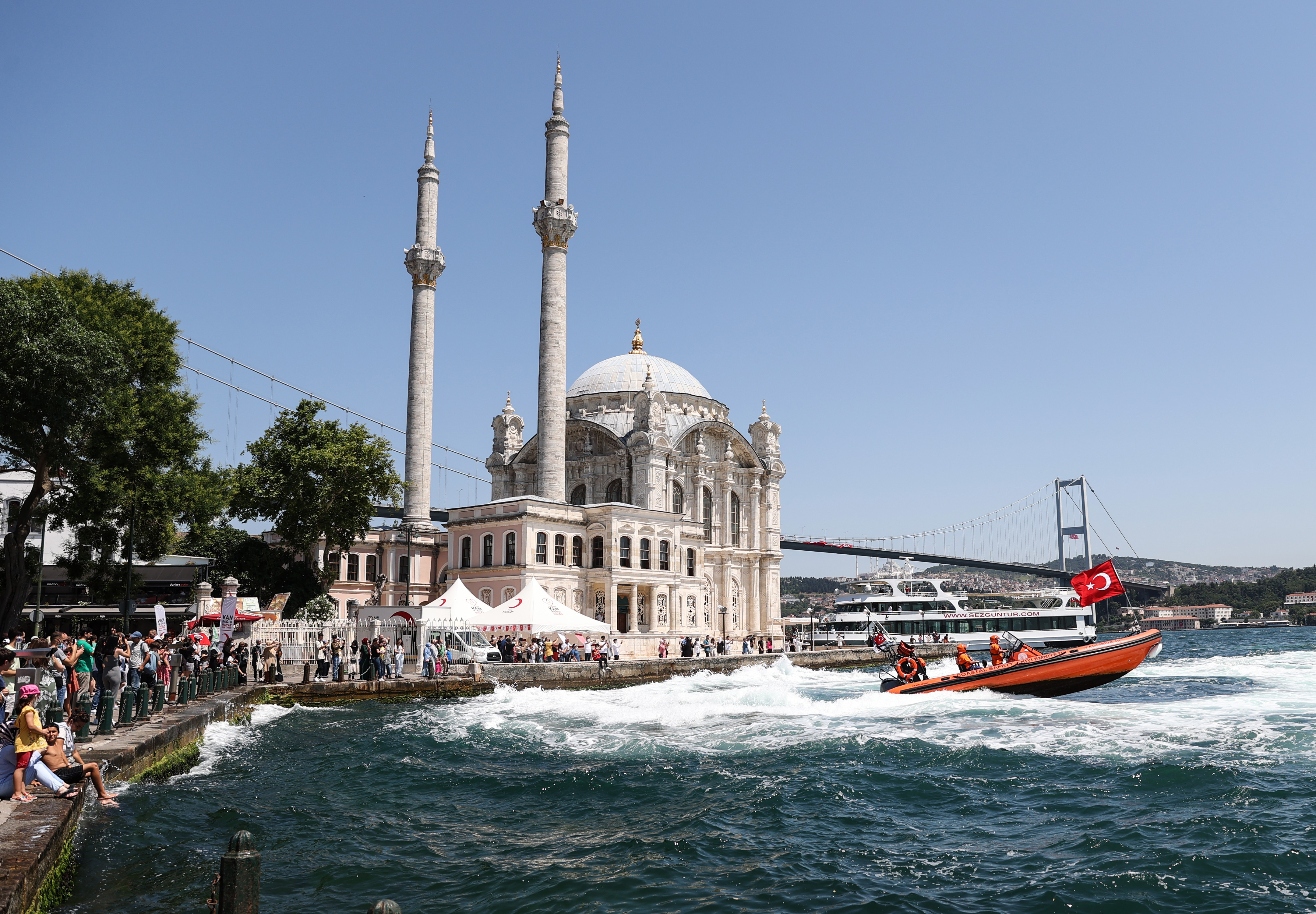 Boats put on show marking July 15 Democracy and National Unity Day in Istanbul