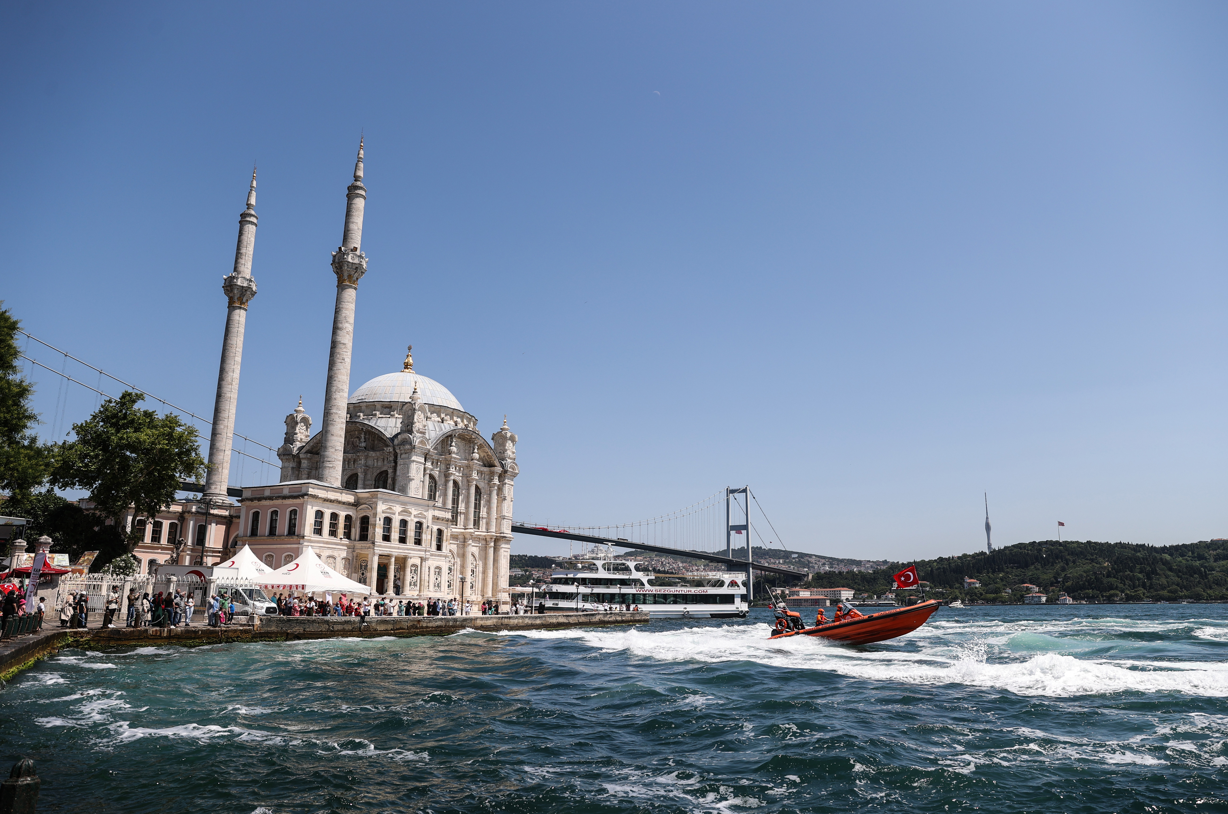 Boats put on show marking July 15 Democracy and National Unity Day in Istanbul