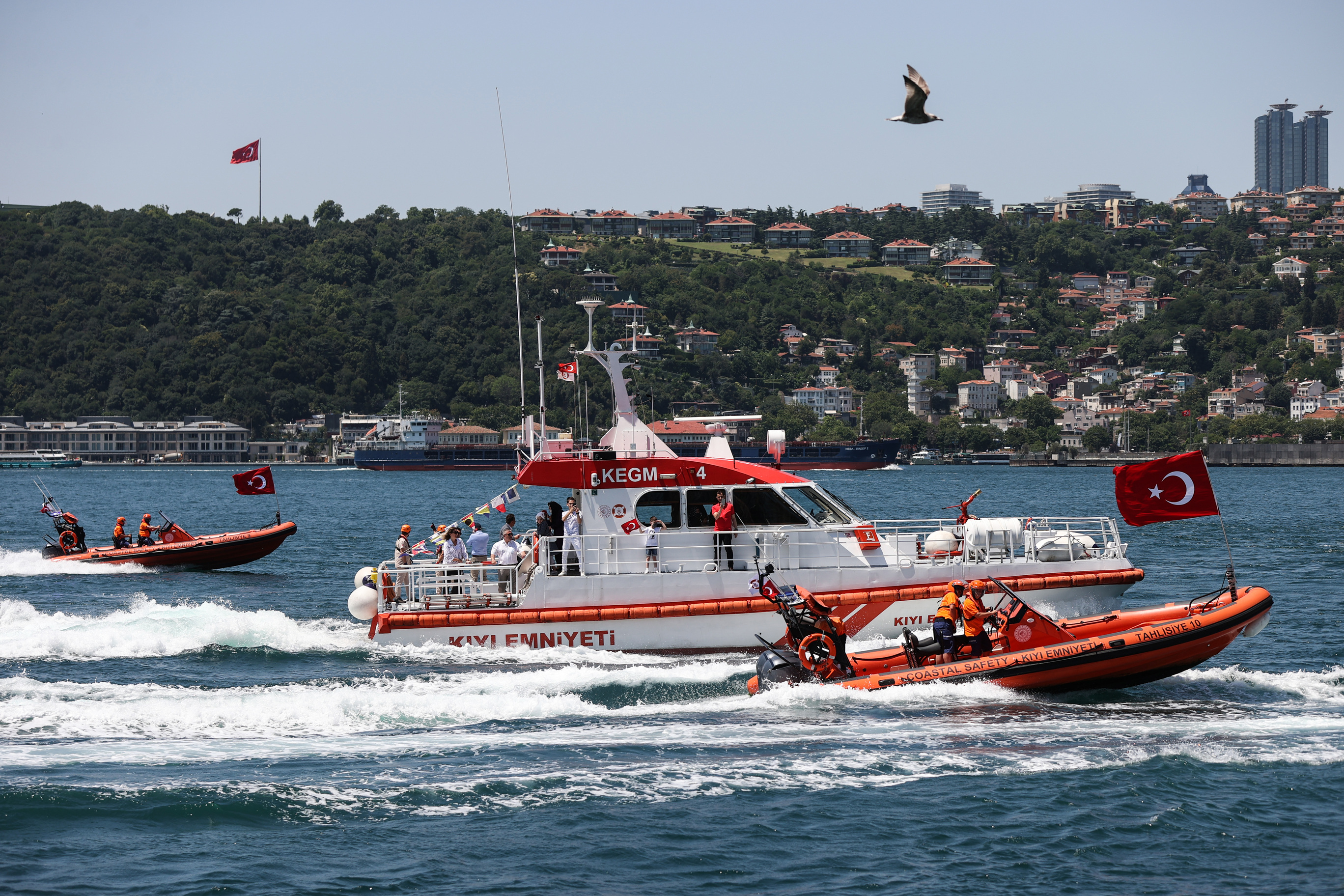 Boats put on show marking July 15 Democracy and National Unity Day in Istanbul