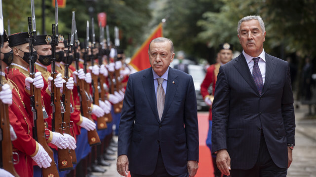 Official welcoming ceremony held for Turkish President Recep Tayyip Erdogan in Podgorica, Montenegro on August 28, 2021.