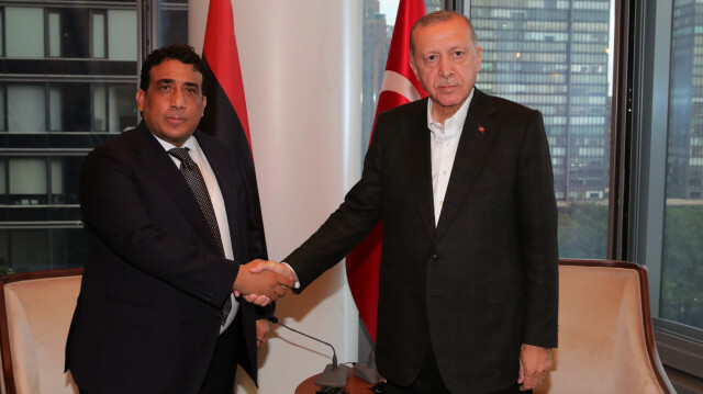 Turkey's president Recep Tayyip Erdoğan and Mohamed al-Menfi, the chairman of the Presidential Council of Libya
