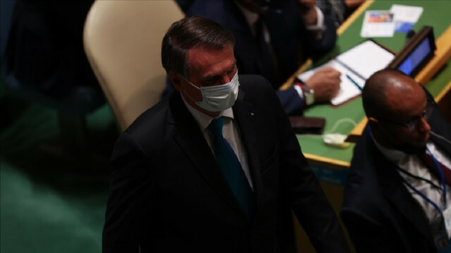 President of Brazil Jair Bolsonaro is seen during the 76th session of United Nations General Assembly, in New York, United States on September 21, 2021.