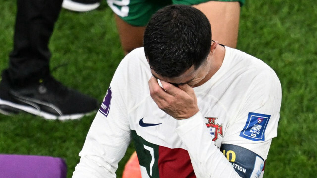 Cristiano Ronaldo en larmes suite à la défaite contre le Maroc (0-1) - Agence Anadolu