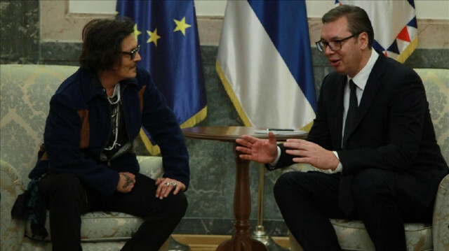 Hollywood star Johnny Depp and Serbian president Aleksander Vucic