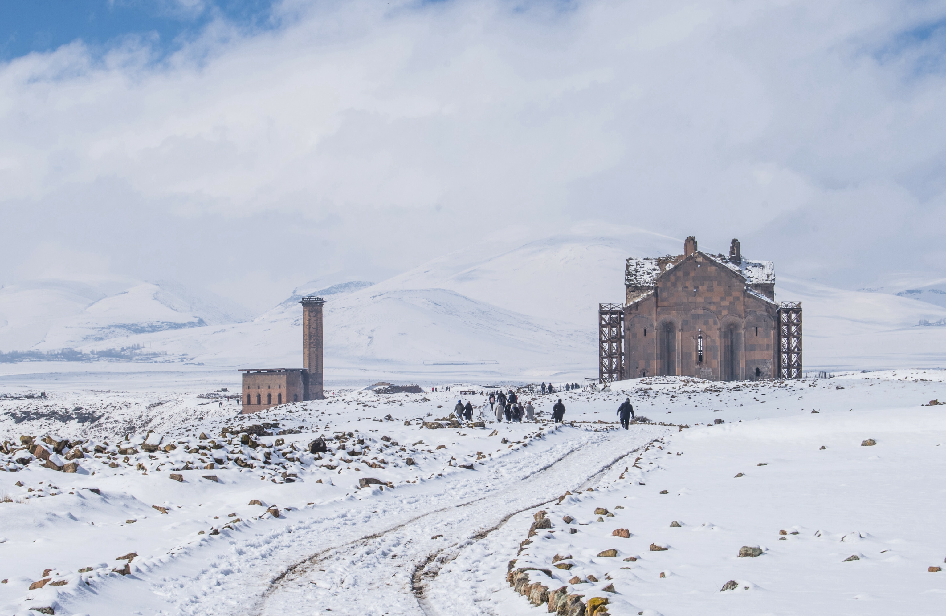 World Heritage Site Ani dons white coat in March