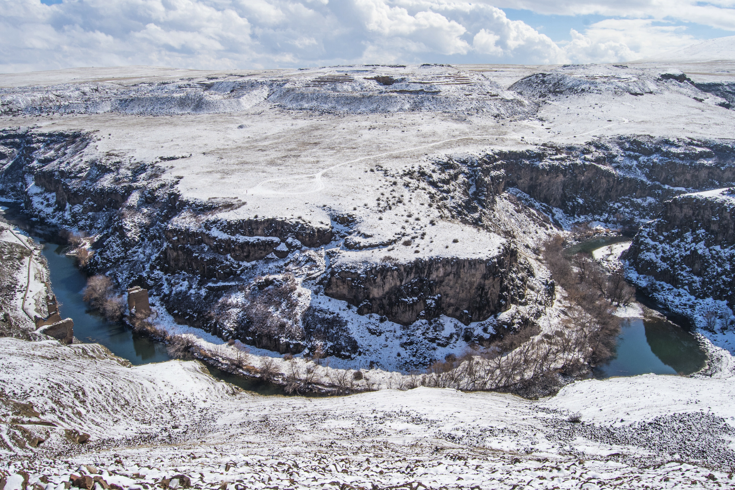 World Heritage Site Ani dons white coat in March