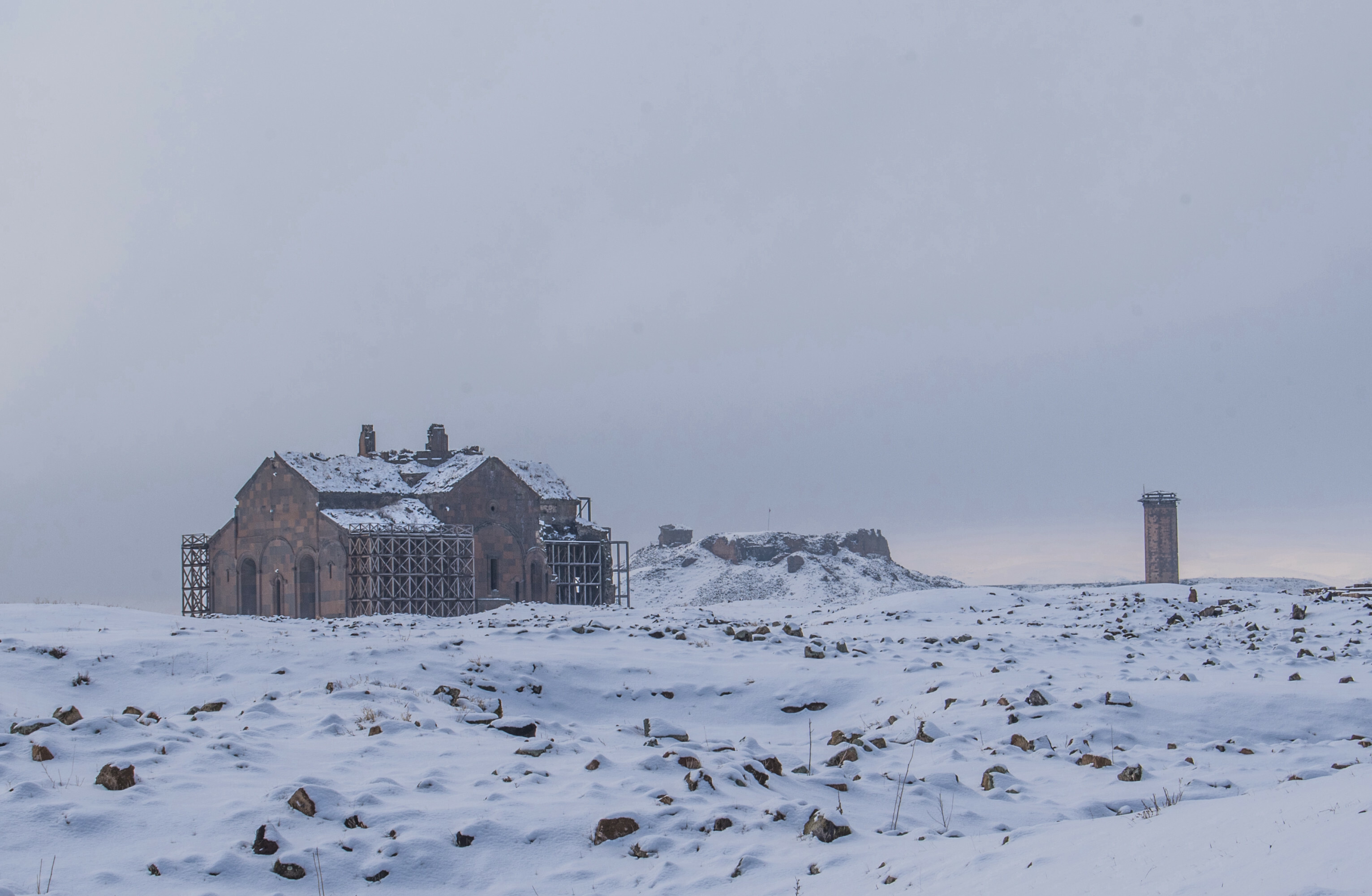 World Heritage Site Ani dons white coat in March