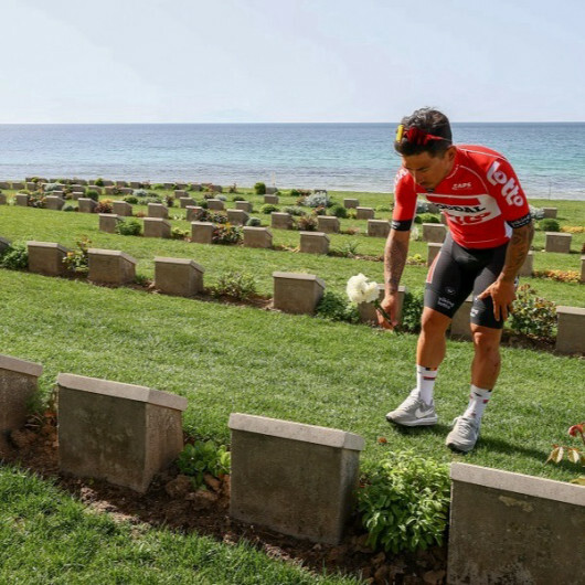 Australian cyclist Caleb Ewan visits ancestors' graves in Canakkale after Tour of Turkey win