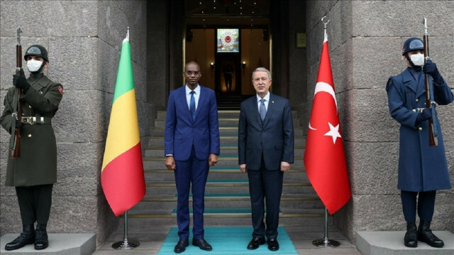 Turkish National Defense Minister Hulusi Akar and  Minister of Defense and Veterans of the Mali, Sadio Camara