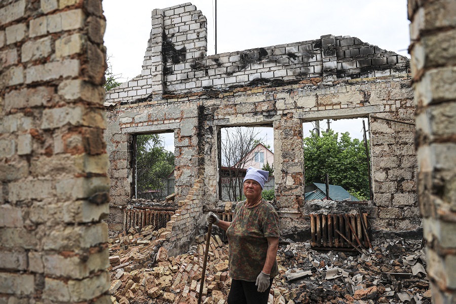 67-year-old Ukrainian woman lives in basement of her destroyed home as Russia forges on