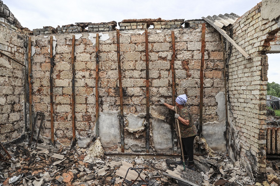 67-year-old Ukrainian woman lives in basement of her destroyed home as Russia forges on