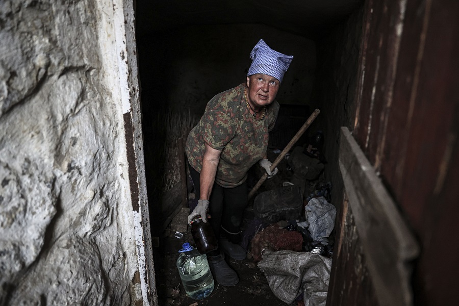 67-year-old Ukrainian woman lives in basement of her destroyed home as Russia forges on