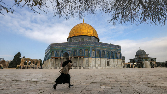 Enceinte de la mosquée Al-Aqsa dans la vieille ville de Jérusalem, le 3 janvier 2023. @ AHMAD GHARABLI / AFP