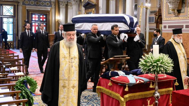 A view of the funeral service of former King of Greece Constantine II in the Metropolitan Cathedral of Athens, Greece, January 16, 2023.