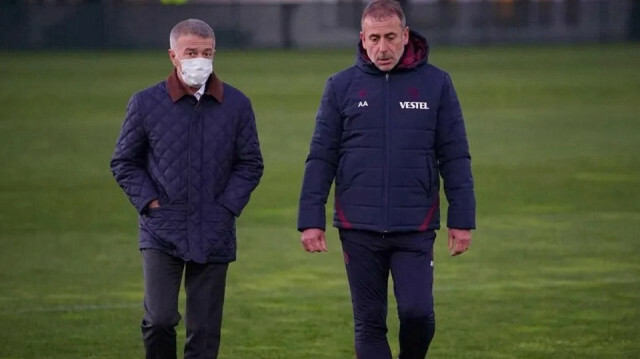 Trabzonspor Başkanı Ahmet Ağaoğlu ve teknik direktör Abdullah Avcı