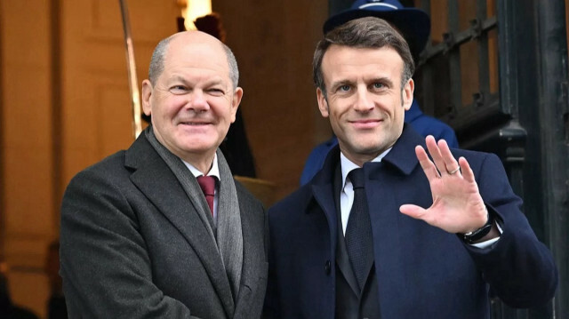 Almanya Başbakanı Scholz ile Fransa Cumhurbaşkanı Macron.