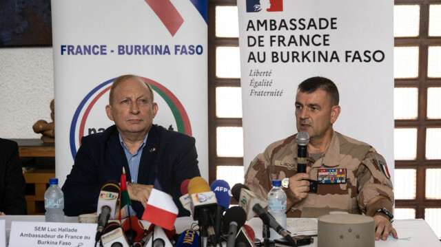 Luc Hallade, ambassadeur français au Burkina Faso et Laurent Michon, commandant de l'Opération Barkhane. Crédit Photo: OLYMPIA DE MAISMONT / AFP 