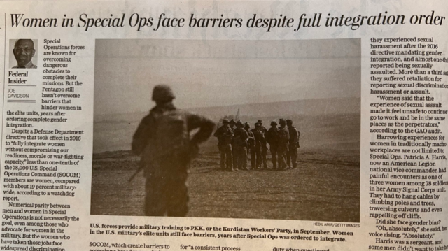 Washington Post, kullandığı fotoğrafın altına "ABD Özel Kuvvetleri'nin Eylül ayında, PKK kadın militanlarına eğitim verdiğini" yazdı.

