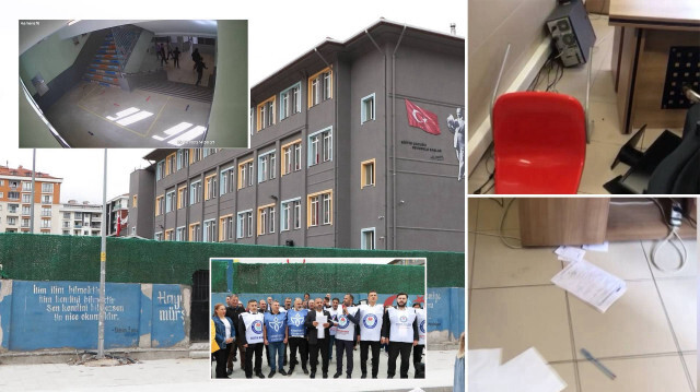 Olay sonrasında öğretmenler odasının hali ise cep telefonu kamerası ile kaydedildi.