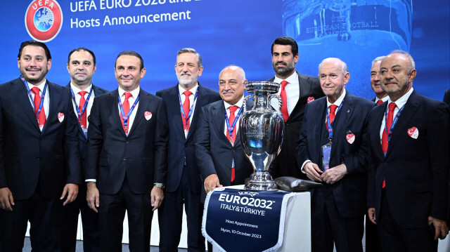 Cérémonie de l'UEFA pour l'attribution des Euro 2028 et 2032, organisée à Genève le 10 octobre 2023. Crédit photo: AA