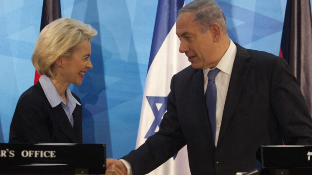 Ursula von der Leyen, la présidente de la Commission Européenne, et le Premier Ministre israélien Benyamin Netanyahu. Crédit Photo: DAN BALILTY / POOL / AFP / Archive.