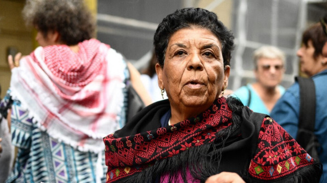 Mariam Abou Daqqa, 72 ans, du Front populaire de libération de la Palestine (FPLP) a été assignée à résidence, suite à un arrêté d'expulsion du ministère français de l'Intérieur qui ne peut être exécuté dans l'immédiat. Crédit photo: Christophe SIMON / AFP