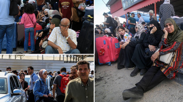 Yabancı pasaport sahipleri, Refah Sınır Kapısı'na gelerek, Mısır tarafına geçiş yapmak için bekliyor.
