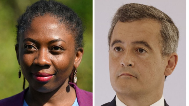 La députée LFI, Danièle Obono et le ministre français de l'Intérieur, Gérald Darmanin. Crédit photos: EMMANUEL DUNAND / AFP / LUDOVIC MARIN / AFP
