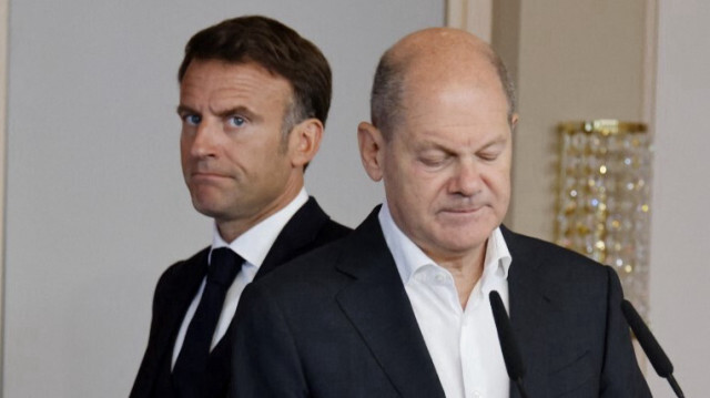 Le Chancelier allemand Olaf Scholz et le Président français Emmanuel Macron à Hambourg, le 10 octobre 2023. Crédit photo: Ludovic MARIN / AFP