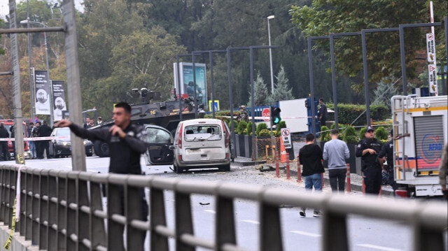 Les forces de sécurité prennent des mesures dans la zone après une explosion près du  ministère de l'Intérieur à Ankara en Turkiye. Crédit photo: AA