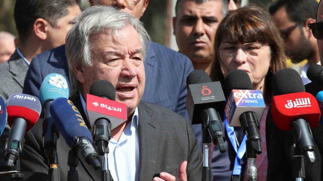 Le secrétaire Général de l'ONU, Antonio Guterres, au cours de sa conférence de presse au poste frontalier de Rafah, le 20 octobre 2023. Crédit photo: AA