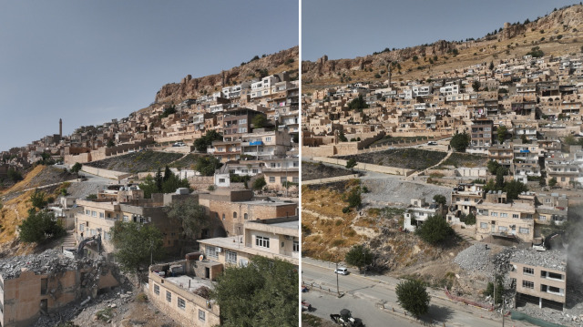 Mardin'de betonarme yapılar yıkılıyor.