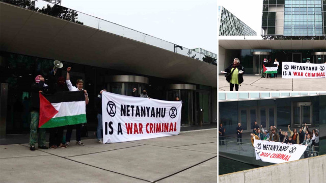 Uluslararası Ceza Mahkemesi önünde İsrail karşıtı protesto düzenlendi.