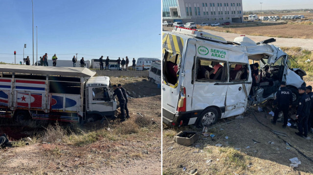 Kazada yaralanan 15 kişi ambulanslarla hastaneye kaldırıldı. 