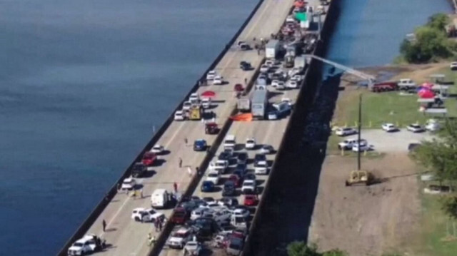 Les carambolages géants sur l'autoroute en Louisiane, le 23 octobre 2023. Crédit photo: LOUISIANA STATE POLICE / AFP
