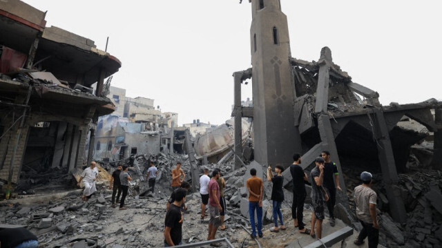 Mosquée de Gaza touchée par un bombardement israélien le 9 octobre 2023. Crédit photo: Mahmud HAMS / AFP

