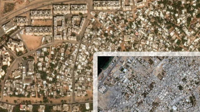 İsrail'in gece gündüz bombaladığı Gazze'nin yıkımı uydu fotoğraflarında