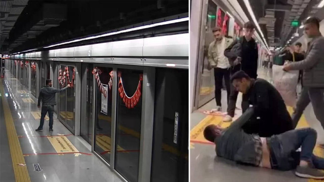 Metroda Türk bayraklarına çirkin saldırının görüntüleri ortaya çıktı.