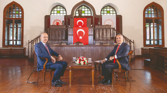 Numan Kurtulmuş, Birinci Meclis Binası’nda soruları cevapladı.