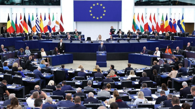 Le président tchèque Petr Pavel s'adresse aux députés européens lors d'une session plénière au Parlement européen à Strasbourg, le 4 octobre 2023. Crédit photo: FREDERICK FLORIN / AFP