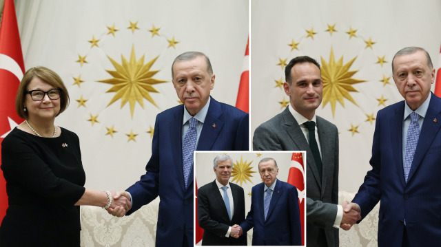Slovenya, Lüksemburg ve Finlandiya büyükelçileri Cumhurbaşkanı Erdoğan'a güven mektuplarını sundu.