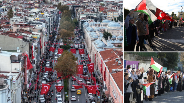 Edirnekapı'dan saat 15.00'da başlayan yürüyüş Saraçhane'den Beyazıt Meydanı'na doğru devam ediyor.
