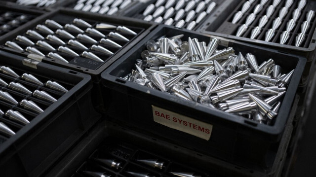 Des projectiles pour munitions de calibre 30 mm produits à l'usine BAE Systems de Washington, près de Newcastle, en Angleterre. Crédit photo: Oli SCARFF / AFP

