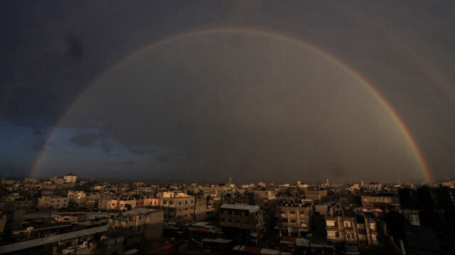 Un arc-en-ciel dans le ciel de Rafah, dans le sud de la bande de Gaza, le 15 novembre 2023. Crédit photo: SAID KHATIB / AFP
