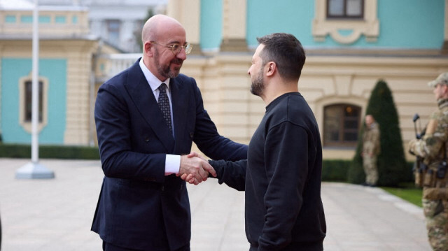 Le président de Conseil européen, Charles Michel et le président ukrainien, Volodymyr Zelensky, lors de leur rencontre à Kiev, le 21 novembre 2023. Crédit photo: UKRAINIAN PRESIDENTIAL PRESS SERVICE / AFP
