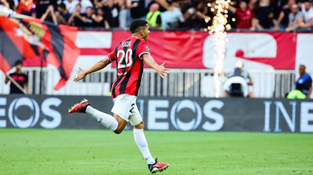 Youcef Atal sous les couleurs de l'OGC Nice, le 3 septembre 2023. Crédit photo: CLEMENT MAHOUDEAU / AFP