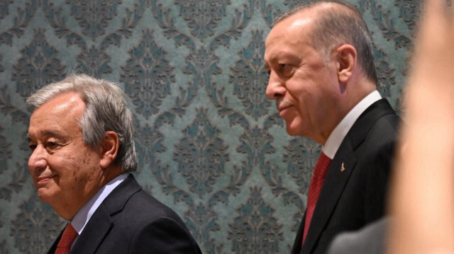 Le secrétaire général des Nations Unies, Antonio Guterres et le président turc, Recep Tayyip Erdogan. Crédit photo: OZAN KOSE / AFP